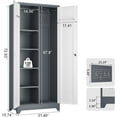 thumbnail image 3 of Broom Storage Cabinet with Locking Doors and Shelves,Broom Closet Storage Cabinet with Hanging Rod and Hooks,Metal Garage Cabinets for Kitchen,Bathroom,Office 72.8" H White&Grey, 3 of 15