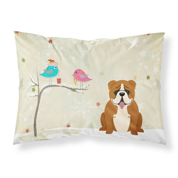 Christmas Presents between Friends English Bulldog - Red and White Fabric Standard Pillowcase