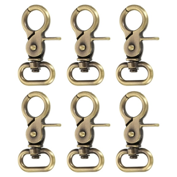 Uxcell 6 Pack Swivel Snap Hook, 20mm(3/4") Trigger Snap Heavy Duty Zinc Alloy Metal Lobster Claw Clasp Lanyard Clips for Straps Bags Belting Leathercraft, Brushed Brass