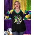 thumbnail image 5 of DEXIO Mardi Gras Shirts for Women,Fat Tuesday Carnival New Orleans Party Long Sleeve Plus Size Pullover Top,2X, 5 of 7