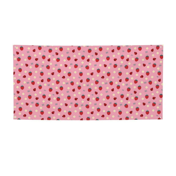 Picia Strawberry and Ladybugs Pattern Party Banner, Festive Decoration, Holiday Banner, Celebration Decor, Event Banner, Reusable Party Banner-Small