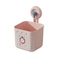 thumbnail image 2 of Wall Mounted Draining Storage Basket, No Drill Suction Cup Organizer Box for Kitchen or Bathroom, Hollow Plastic Wash Towel Holder for Toiletries & Accessories (Blue/Pink, 7.3"x5.1"x4.8"), 2 of 4