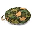 thumbnail image 1 of Grunge Round Floor Cushion with Handle, Mammoth Prehistoric Animals Graphic in Camouflage Tones Boho Wild Fashion, Pillow for Living Room & Dorms, 18" Round, Peach and Olive Green, by Ambesonne, 1 of 4