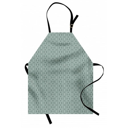 

Retro Apron Medieval Authentic Style Curved Oval Floral Motifs Delicate Feminine Unisex Kitchen Bib Apron with Adjustable Neck for Cooking Baking Gardening Pale Sage Green White by Ambesonne