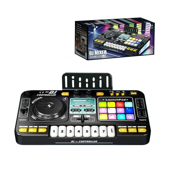Darzheoy DJ Controller with Party Lights, DJ Set with Decks, DJ Mixer, Audio Interface and USB Connectivity, Bluetooth for Podcast, Streaming