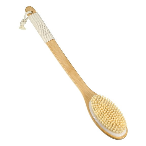 Unique Bargains Soft Dry Brushing Body Brush 18inch Bath Brush Curved Long Handle for Shower for Men Women Nylon