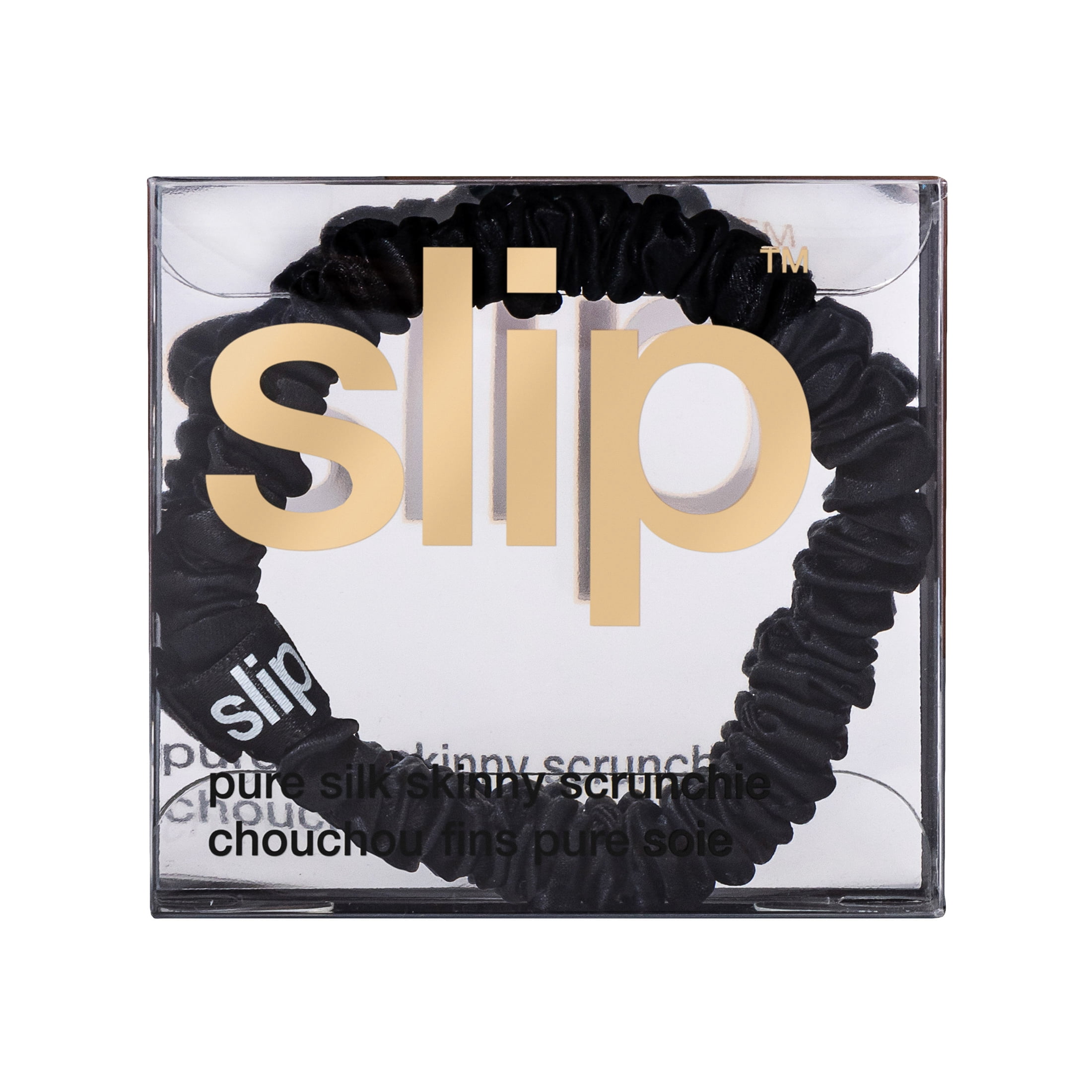 slip pure silk skinny scrunchie - black