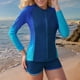 thumbnail image 4 of Trajes de Baño de Manga Larga de la Guardia de la Impresión Del Tanque Del Sujetador Incorporado 3 Piezas con Pantalones Cortos, Cremallera para el Buceo de Surf Y Deportes Acuáticos, 4 of 8