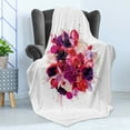 thumbnail image 4 of Fuchsia Soft Flannel Fleece Throw Blanket, Bouquet of Exotic Flowers in Tender Tone Valentine's Day, Cozy Plush for Indoor and Outdoor Use, 50" x 70", Dark Purple Pale Peach, by Ambesonne, 4 of 5