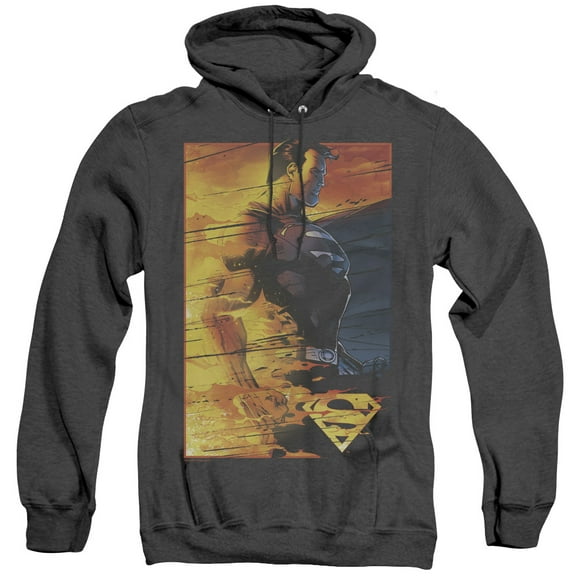 Superman Fireproof Adult Heather Hoodie Sweatshirt Black