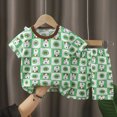 thumbnail image 2 of mgoYE Baby Girl Clothes Newborn Toddler Boys Summer Clothes Cotton Short Sleeve Dinosaur T-Shirt + Shorts Set 2Pcs|Green 3-4 Years, 2 of 4