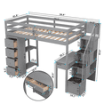 thumbnail image 3 of Tcbosik Loft Bed with Desk, Drawers and Shelves, Twin Size Wood Bed Frame with Stairs and Guardrail, Space Saving, Gray, 3 of 9