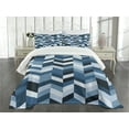 thumbnail image 3 of Ambesonne Slate Blue Quilted Bedspread Set 3 Pcs, Zigzag Twisty Lines, Queen Size, Dark Slate Blue, 3 of 5