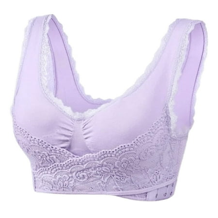 Women s Front Side Buckle Womens Bras Comfortable Front Closure Lace Edge without Steel Strapless Bra Ring Movement Seamless Gathering Bra for Women Adjustment Yoga Sleep Large Bra