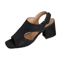 thumbnail image 2 of Womens Ladies Low Mid Wedge Heel Peep Toe Ankle Strap Smart Casual Evening Sandals Black 7, 2 of 7