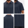 thumbnail image 7 of DARING DIVA Men's Jacquard Short Sleeve Button Down Collared Polo Shirts S Dark Blue, 7 of 7