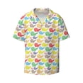 thumbnail image 2 of Lsque Colorful Snails print Men's Cuban Collar Short Sleeve Shirt Summer Beachwear Casual Button Down Fashionable Vacation Leisure Shirt-XX-Large, 2 of 7