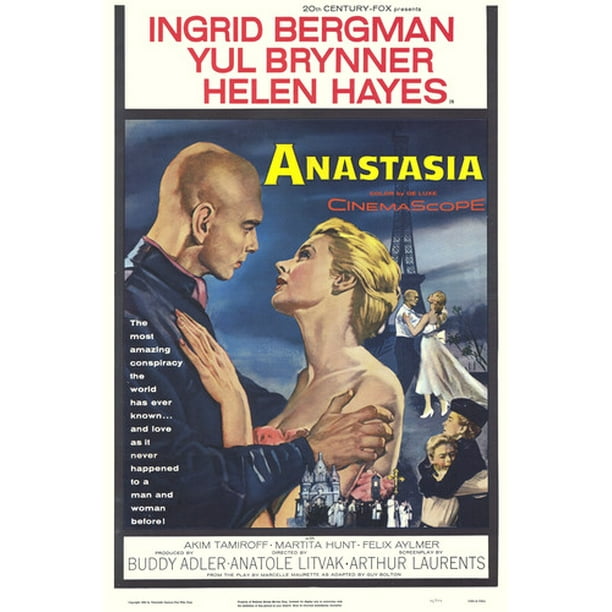 Ingrid Bergman And Yul Brynner And Helen Hayes In Anastasia 24x36 Poster Walmart Com
