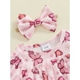 thumbnail image 6 of Musuos Newborn Girl Summer Outfit, 0-18Months Short Sleeve Crewneck Flower Print Bodysuit with Bowknot Headband 3PCS Clothes Set, 6 of 9