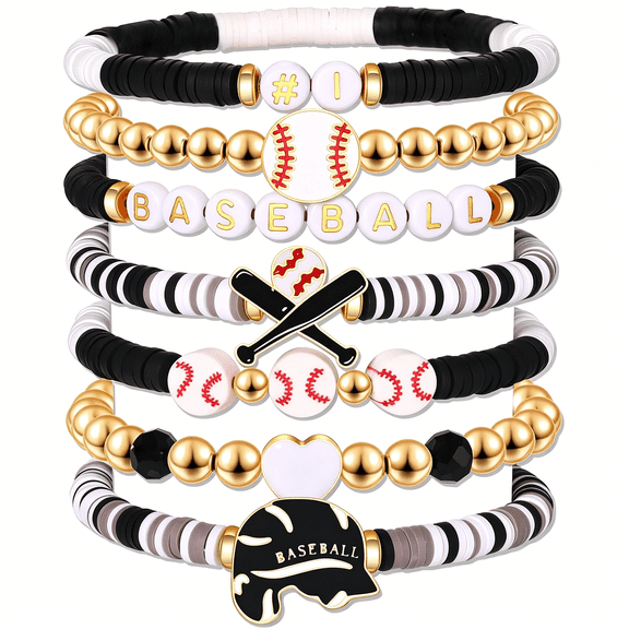 DESIGNICE Baseball Bracelets for Women Stackable Orange Navy Game Day Heishi Bracelets Preppy Friendship Sports Bracelet Softball Baseball Jewelry Accessories Party Favors Gifts