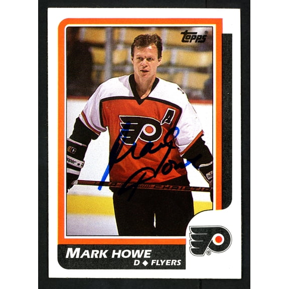 Mark Howe Autographed 1986-87 Topps Card #123 Philadelphia Flyers SKU #151999