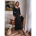 thumbnail image 4 of Women's Square Neck Shirred Ruffle Hem Long Sleeve Maxi Dress, 4 of 5