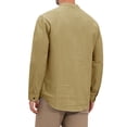 thumbnail image 3 of INSPIRE CHIC Men's Henley Shirt Long Sleeve Band Collar Button Placket Casual Top S Khaki, 3 of 5