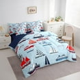 thumbnail image 3 of Erosebridal Cartoon Sailboat Bedding Sets Twin Size, Nautical Ocean Bedding Twin Size, Vintage Vehicle Reversible Comforter Sets with Sheets, Breathable Room Decorative, 7pcs, 3 of 6