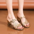 thumbnail image 6 of Hurxie Womens Chunky Block Low Heel Open Toe Sandals Mules Shoes Slingback Slip-on Prom Wedding Dress Gold 5.5, 6 of 6