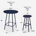 thumbnail image 3 of Best Choice Products 3-Piece Steel Patio Bar Height Round Bistro Set w/ Backless Stools, Slatted Design - Navy, 3 of 10