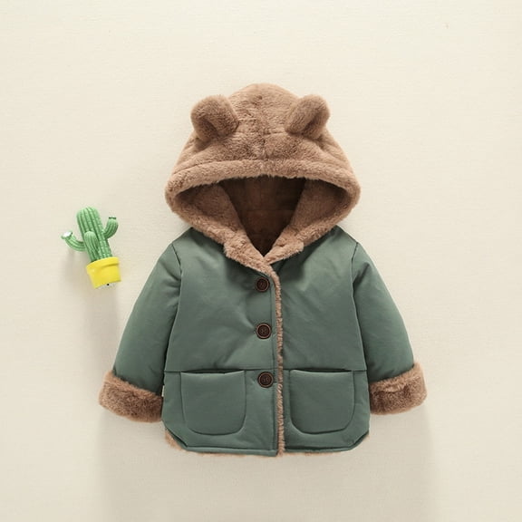 Winter Coats for Boys Girls Lightweight Water-Resistant Fleece Jacket Bear Ear with Hooded Kids Puffer Jacket Boys Winter Coats Size 3-4 Years