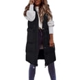 thumbnail image 1 of Gibobby Chaleco de invierno para mujer, Chaleco largo para mujer, color sólido, sin mangas, con capucha para invierno(Negro,XG), 1 of 5