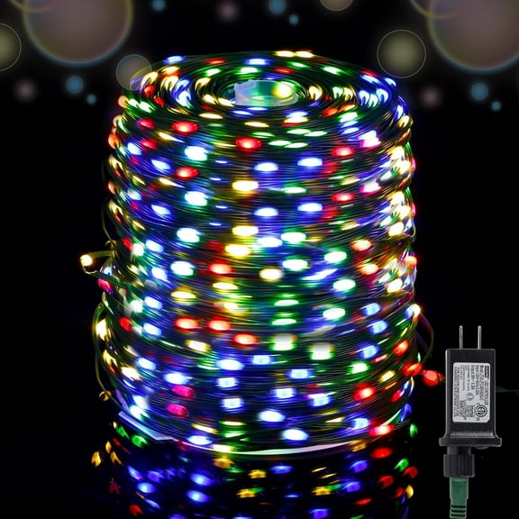 Christmas Decor Light Outdoor Indoor 108FT 200LED, JUHEFA Waterproof Twinkle Plug-in String Lights with 8 Modes, Universal Accessory for Christmas Tree, Holiday, Wedding, Garden Party (Color)