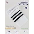 thumbnail image 5 of HUGH UGOLI Women Cotton Knee High Socks with 3 Stripes, Long Dress School Uniform Socks for Girls, Boot Socks, Shoe Size 5-8, White / Black, 4 Pairs, 5 of 5