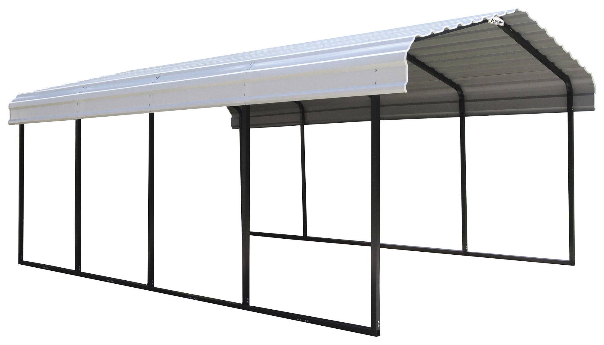 Steel Carport 12 x 20 x 7 ft. Galvanized Black/Eggshell - image 3 of 18