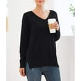 thumbnail image 2 of PPYOUNG Women's Casual Lightweight V Neck Knit Top Loose Pullover Sweater, 2 of 6