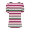 thumbnail image 7 of Scyoekwg Short Sleeve Shirts for Women Summer Casual Ruffle Trim Sleeve Square Neck T Shirts Loose Striped Blouses (Hot Pink,L), 7 of 7