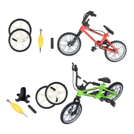 

2 Sets Mini Finger Bike Model Aluminum Alloy Finger Bike Toy Desk Competition Toy