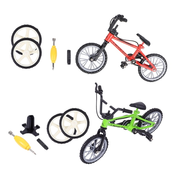 2 sets Mini dedo Modelo de bicicleta de aluminio Aley Finger Bike Toy Toy Toy Toy