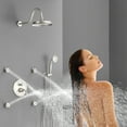 thumbnail image 5 of Antique Shower Faucet-Sets Fixtures: 9 inch Wall Rain Head with Handheld Spray and Body Jets, 3 Way Diverter Rough in Valve System included Trim Kit, Brushed Nickel, 5 of 10