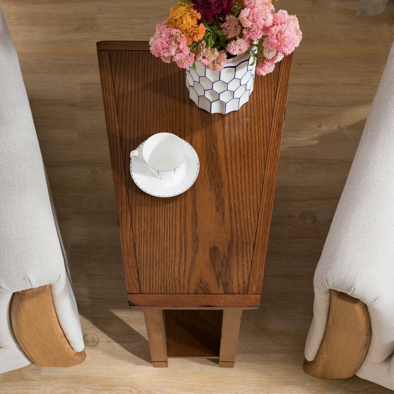 Leick Home 10056 Recliner Wedge Table, Rustic Oak with Shelf