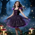 thumbnail image 4 of FYDUU Toddler Girl Halloween Dress Black and Purple Witch Tutu Dress Little Girls Fly Sleeves Mesh Tulle Princess Dresses Birthday Party Wear 2-3 Years, 4 of 5