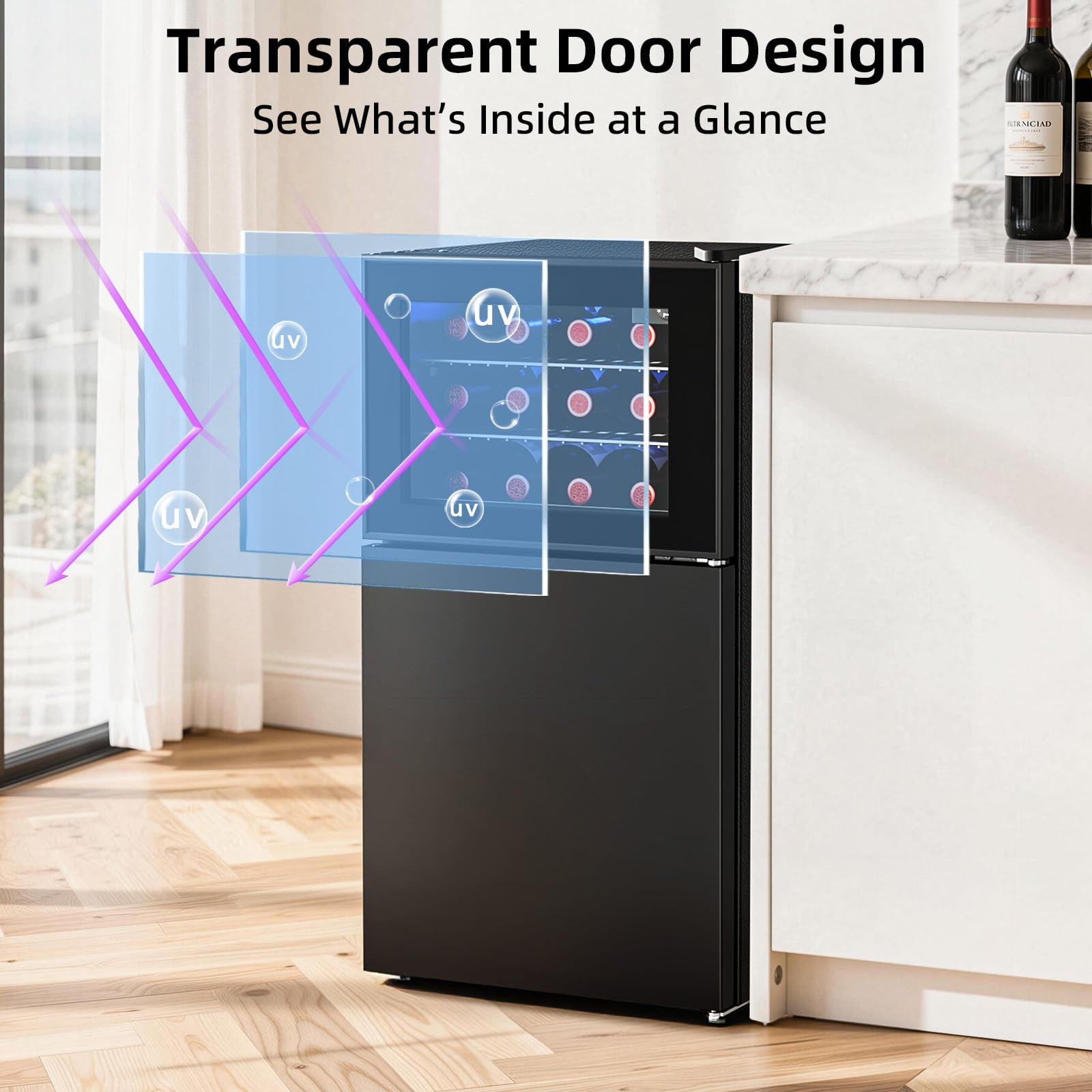 Auseo 2.6 Cu.ft Beverage Refrigerator with Freezer,2-Door Freestanding Small Refrigerator,Mini Fridge for Bedroom/Home/Office