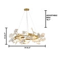 thumbnail image 5 of Design Living 10-Light D31.5" Round Brass Frame Chandelier with White Acrylic Leaf Accents, 5 of 6