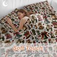 thumbnail image 4 of Christmas Snowman Bedding Duvet Cover Set King Size 4 Pieces Spruce Leaves Bell Balls Bells Beige Linen Bedding Set with Zipper Closure, 1 Comforter Cover 92x106 Inches 1 Flat Sheet & 2 Pillow Cases, 4 of 7
