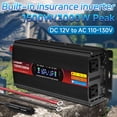 thumbnail image 2 of 1500W 3000W Peak Power Inverter Modified Sine Wave DC 12V to AC 110V 120V Car Converter Adapter USB Charger 2 AC Outlets 2 USB LCD Display for Car, RV, Camping & Home Backup Black, 2 of 10