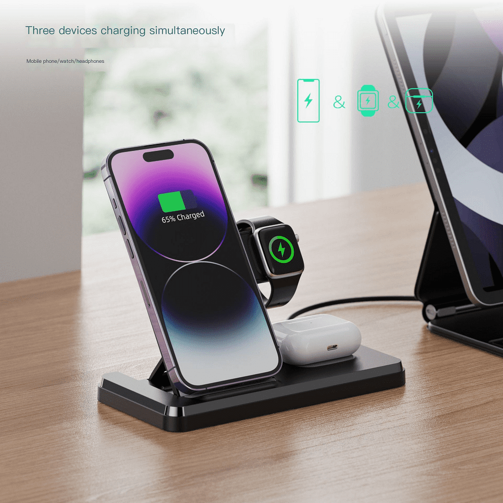 Wireless Charger Stand 3-in-1 Multiple Devices for Apple iPhone Watch Airpods