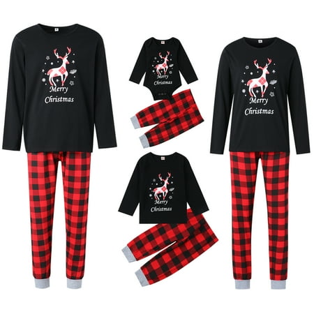 

BrilliantMe Christmas Family Matching Pajamas Cartoon Elk Printed Adult Kid Family Sleepwear Pj s Set Xmas Clothes