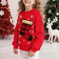 thumbnail image 4 of Tdoqot Girls Christmas Sweatshirts- Pullover Crewneck Cute Long Sleeve Kids Festive Shirts Red Size 4 T, 4 of 7