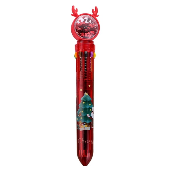 Clearance School Office Stationery 10 Colors Christmas Themed Ballpoint Pens Colorful Retractable Ballpoint Pens Cute Multifunctional Marker Pens Birthday Gifts for s s Students ren 1ml
